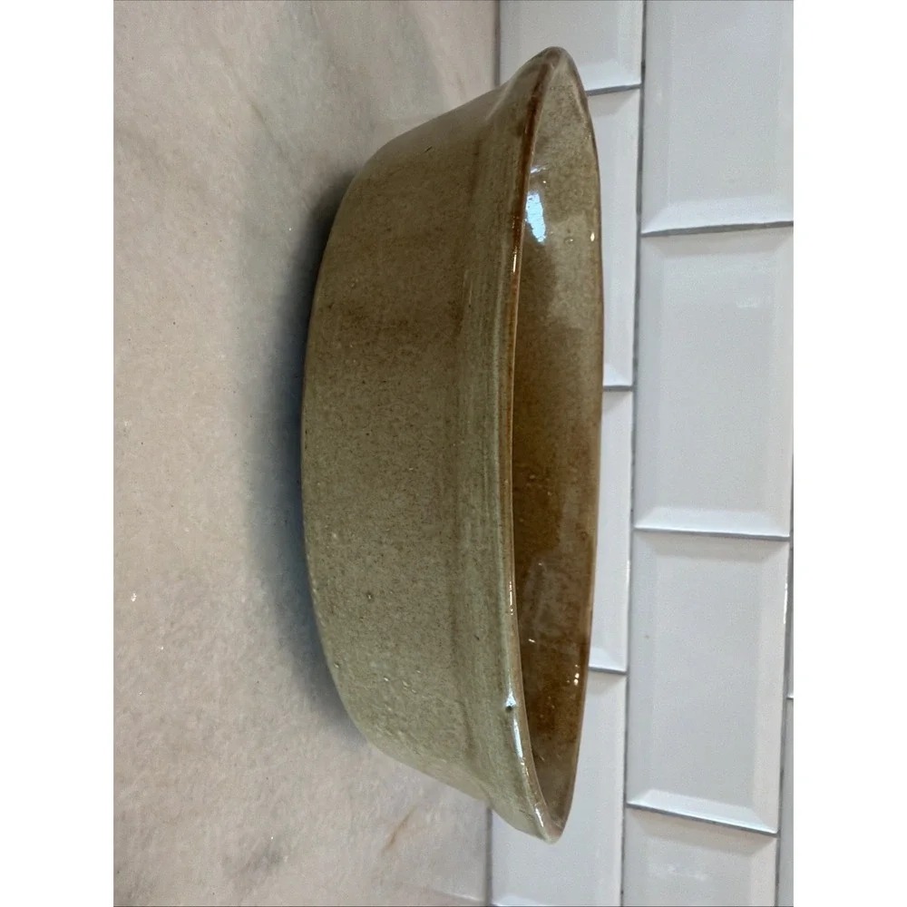 Handcrafted Studio Pottery Tan/olive Planter Oval Organic Shape
